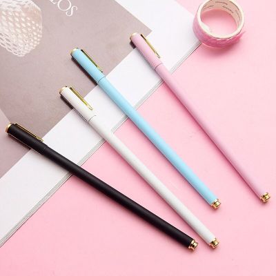 Candy Color Macarons Gel Pen Kawaii Simple Small Fresh Metal Ballpoint Pen Korean Stationery Office Accessories Signature Pens Pens