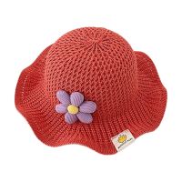 Little Kids Straw Hat Toddler Boys Girls Breathable Beach Summer Visors Hats Curly Brim Cute Flower Decorations