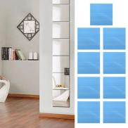 High quality 9 Pcs Set square mirror tile wall stickers 3D decal mosaic