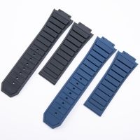 Suitable For 29x19mm Black Blue Nature Silicone Rubber Watch Band Fit Strap King Power Series Butterfly Buckle Logo On