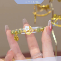 Tumato เครื่องประดับแฟชั่นหยกแบบเรียบง่ายแสงสร้อยข้อมือ Lucky รูปกระต่ายดอกไม้โซ่มือกำไลข้อมือสุดน่ารักทันสมัยสำหรับเป็นของขวัญสำหรับผู้หญิงเด็กผู้หญิง