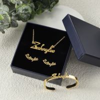 ❡✵✟  Qitian Custom Name Childrens Set Jewelry Personalized Necklace Names Bangles Earring Kids