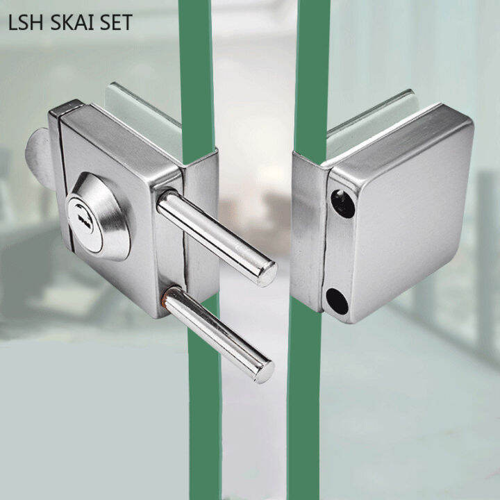 Square Stainless Steel Glass Door Lock U-Lock Double Bolt Office ...