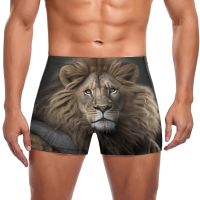 Lion Swimming Trunks Dapper Clothing Print Pool Swim Boxers Push Up Elastic Man Swimwear Swimwear