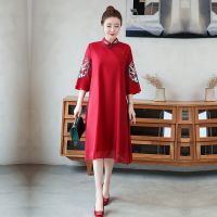 Chinese Style Dresses Summer 2021 Robe Vintage Femme Vestidos Elegant Womens Clothing Embroidery Plus Size Cheongsam Qipao 10554