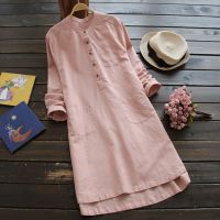 2023 ZANZEA Women Vintage Long Sleeve Buttons Cotton Mini Shirt Dresses Summer Casual Short Vestido Loose Long Top