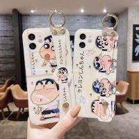 สายรัดข้อมือ Rhinestone น่ารัก Crayon Shinchan เคสโทรศัพท์สำหรับ iPhone 13 13PROMAX 11 12 Pro Max XR XS Max X 6 6Plus 7 8 Plus 12 Mini TPU Cover