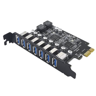 USB3.2 GEN1 19PIN PCI-E PCI Express to 7 Ports USB 3.2 Expansion Adapter Card for WINXP/WIN7/8/ 10/11 /LINUX