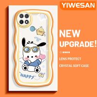 YIWESAN เคสสำหรับ OPPO A15 A35 A15s 4G,เคสดีไซน์ใหม่มีความสุขขอบคลื่นนุ่มเคสมือถือกันกระแทกแบบใสปลอกโปร่งใสลายกล้องถ่ายรูปง่ายอ่อนโยนฝาครอบป้องกัน