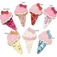 14pcs  Sequin Hair Accessories  3*5cm ice cream with Glitter Bow Fashion Accessories  Fashion Headwear No Barrette No Hairclip