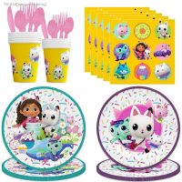 ﹍▪ New Gabby Dollhouse Cats Themed Birthday party Decoration Disposable Tablecloth Cup Plate Balloon For Girls Baby Shower Supplie