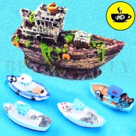 Tàu thuyền đánh cá bám rong rêu Mini - Trang trí bể cá tiểu cảnh thumbnail