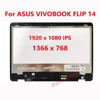 IPS พร้อมกรอบสำหรับ ASUS VIVOBOOK FLIP 14 TP401 TP401C TP401N เมทริกซ์สัมผัสทำให้เป็นดิจิทัลประกอบหน้าจอ14จอ LCD LED ขนาดนิ้ว