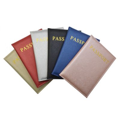 English Letters Passport Covers Plain PU Leather Safiano Cross Pattern Bussiness Passport Holder with ID Card holder custom LOGO Card Holders