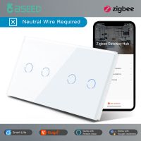 BSEED Zigbee Light Switches Double Smart Switch Touch Sensor Switch No Neutral Tuya Smart Life Alexa Control Home Improvement Power Points  Switches S