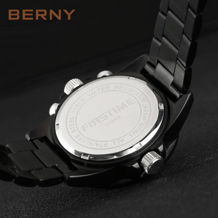 berny-นาฬิกาสำหรับผู้ชายควอตซ์กีฬานาฬิกาข้อมือโครโนกราฟชายส่องสว่างปฏิทิน-divers-นาฬิกาโกลเด้น10atm-rel-gio-masculino