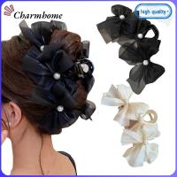 CHARMHOME Organza หมวกกันน็อกกิ๊ปหนีบผมโบว์ใหญ่คลิปผมแฟชั่นกันลื่นผู้หญิงหญิงสาวโบว์ผูกผมที่รัดผม