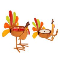 Turkey Votive Candle Holder Decorative Metal Candle Stick Candle Holder with Sitting Or Standing Turkey Design Thanksgiving Decorations Candle Holders for Table Centerpiece Halloween Candle compatible