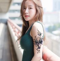 Lotus tattoo stickers waterproof men and women long-lasting flower arm scar Korean dark series lotus leg arm realistic tattoo