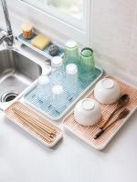 Drain Tray Household Living Room Hollow Out Rectangular Water Cup Plate Kitchen Sink Double Layer Drying Dish Rack Tableware