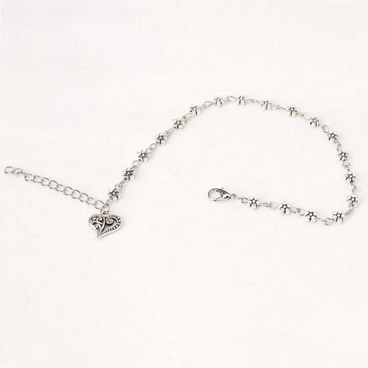 new-fashion-foot-chain-tibetan-silver-hollow-plum-flowers-heart-shaped-anklet-for-women