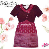 Thai pattern red dress เดรสสาวอวบลายไทย ตัดเย็บเนี้ยวใส่แล้วเข้าทรงแน่นอน รหัสfern0305