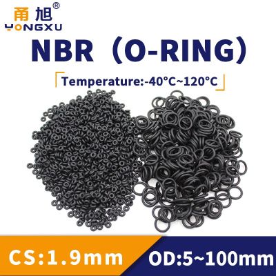 NBR O Ring Seal Gasket Thickness CS1.9mm OD5-100 Oil and Wear Resistant Automobile Petrol Nitrile Rubber O-Ring Waterproof Black Replacement Parts