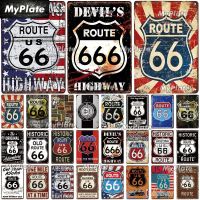 Lupeishop Route 66 Plaque Metal Vintage Bar Furniture Plate - Tiki Bar Sign For Man Cave Decoration-การออกแบบส่วนบุคคล