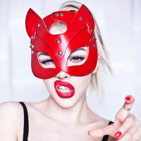 Fullyoung ผู้หญิงเซ็กซี่ PU หนัง Cat เทศกาล Rave Cat Head สีขาวคอสเพลย์ Face ผู้ใหญ่ฮาโลวีน Masquerade Party Rave s