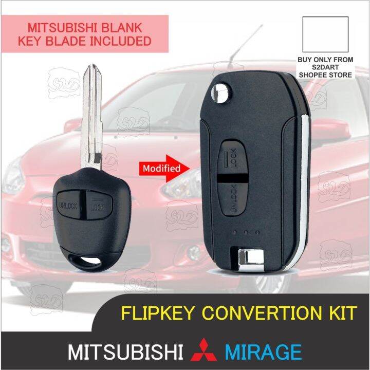 Mitsubishi Mirage Flipkey 2 Buttons Key Case Shell Flip key led car