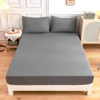 Classic Silver Gray Home Bed Fitted Sheets Sabanas Mattress Cover with Elastic Microfiber 120x200x2790x200x27cm