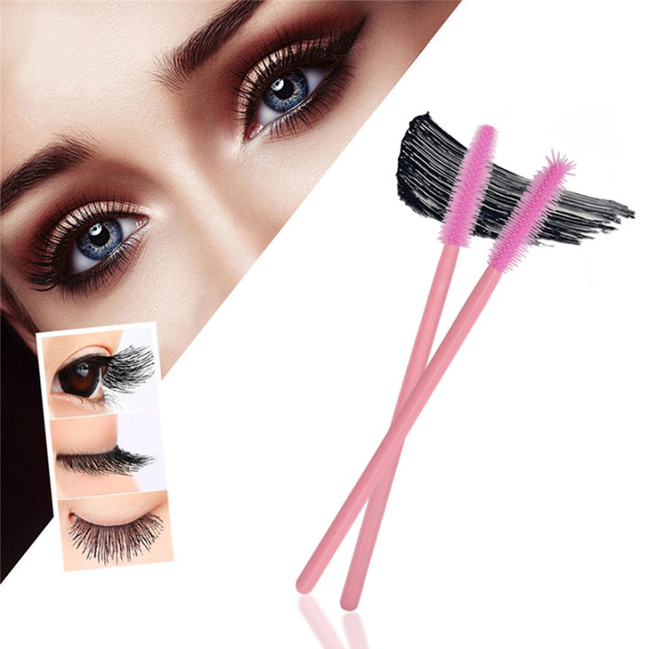 50-pcs-สีชมพูทิ้งแปรงซิลิโคนสำหรับต่อขนตาผู้หญิงแปรงแต่งหน้า-eye-lash-mascara-wands-applicator-tools