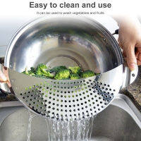 Stainless Steel Pan Pot Strainer Water Filter with Recessed Hand Grips Colander Pour Spout for Pasta Vegetable Sieve