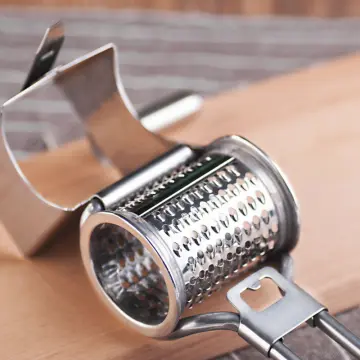 LHS Rotary Cheese Grater Stainless Steel Manual Handheld Cheese Shredder Grater Walnuts Grinder with 3 Interchangeable Drum Blades for Chocolate
