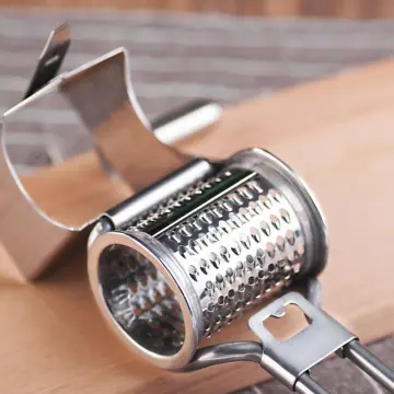 LHS Rotary Cheese Grater Stainless Steel Manual Handheld Cheese Shredder  Grater Walnuts Grinder with 3 Interchangeable Drum Blades for Chocolate