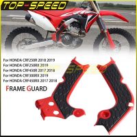 ▫▪อันรถจักรยานวิบากโมโตครอส Enduro Frame Guard สำหรับฮอนด้า CRF250 CRF450 R RX 2017 2018กรอบป้องกัน2019ฝาครอบ CRF250R CRF300 CRF450R