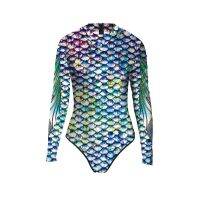 [COD] 2023 and cross-border spring summer hot new mermaid digital printing fish scale ladies long-sleeved one-piece swimsuit