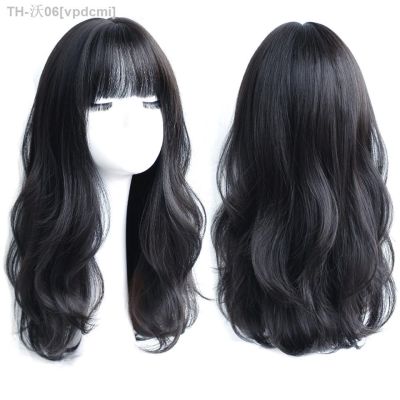 HOUYAN Long curly synthetic wig with center bangs dark brown natural curly hair wig female Cosplay wig heat-resistant fiber wig [ Hot sell ] vpdcmi