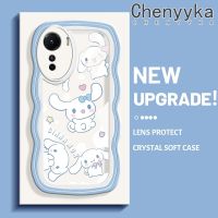 เคส Chenyyyka สำหรับ Vivo Y16 Y35 5G Y56 5G เคสการ์ตูน Cinnamoroll ดีไซน์ใหม่ครีมลายคลื่นขอบกันกระแทกแบบใสนุ่มเคสมือถือโปร่งใสลายกล้องถ่ายรูปเรียบง่ายอ่อนโยนฝาครอบป้องกัน