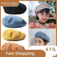 WUSUOGU สีทึบทึบ หมวกเบเร่ต์ ผ้าคอตตอน เรโทร หมวกแก๊ปแบน ภาษาญี่ปุ่นญี่ปุ่น อังกฤษอังกฤษอังกฤษ หมวกสำหรับจิตรกร ผู้หญิงผู้หญิงผู้หญิง