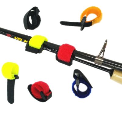 10Pcs Fishing Rod Tie Holder Strap Suspenders Fastener Hook Loop Ties Fishing Rod Strapping Velcro Outdoor Fishing Gadget Adhesives Tape