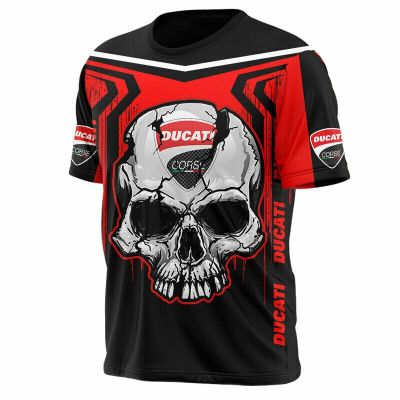 New mens Ducati motorcycle logo digital printing short-sleeved casual fashion Harajuku high-quality T-shirt brand hip-hop men