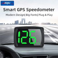 ZQKJ Y03 GPS HUD Big ตัวอักษรรถสมาร์ทดิจิตอล Speedometer KMH MPH Reminder Meter Electronics อุปกรณ์เสริม Auto Head Up Display