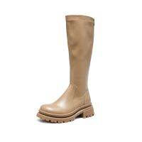 mingqiong1992 34-40 Size 2022 Paris Art~Design Flat Round Toe Thick-Soled Knight Boots Elastic Long Thin Foot