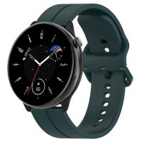 สำหรับ Amazfit GTR Mini หัวแบน20มม. สายนาฬิกาข้อมือซิลิโคนหัวเข็มขัดกลับด้าน (สีเขียวเข้ม)