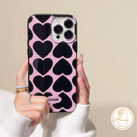 เคสโทรศัพท์เรียบรูปหัวใจเข้ากันได้กับ IPhone 11 Pro Max 7 8 Plus XR 11 12 14 13 Pro Max X XS Max SE 2020ฝาครอบเนื้อนิ่ม TPU ทนต่อสิ่งสกปรกมันวาวกันกระแทก