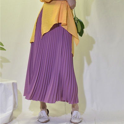 Womens Vintage Pleated Midi Long Skirt Female Korean Casual High Waist Chiffon Skirts Jupe Faldas 18 Colors 2019 Autumn SK397