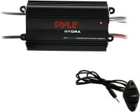 Pyle Auto 4-Channel Marine Amplifier - 200 Watt RMS 4 OHM Full Range Stereo with Wireless Bluetooth &amp; Powerful Prime Speaker - High Crossover HD Music Audio Multi Channel System PLMRMB4CB,Black