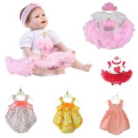 Pink Color 22- 23 Inch Fashion Reborn Dolls Clothes With Hairband Fit For 55-58cm Reborn Doll One-Piece Skirt DIY Doll Hand Tool Parts Accessories