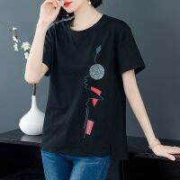 Summer Korean Printed T-shirt Womens New Short-sleeved Large Size Loose Shirt All-match Casual Tops Tide